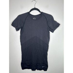Nike Womens Dri- Fit Short Sleeve Stretch Black Active Top Size Medium